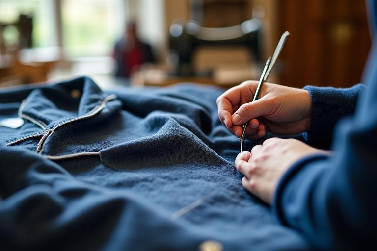 Dettaglio sartoriale di un cappotto nautico